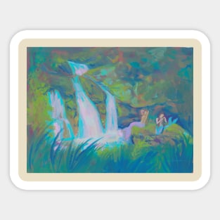 mermaid lagoon pastel aesthetic landscape Sticker